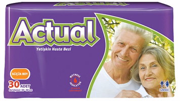 Adult diaper brand "Actual" manufactured by Eruslu