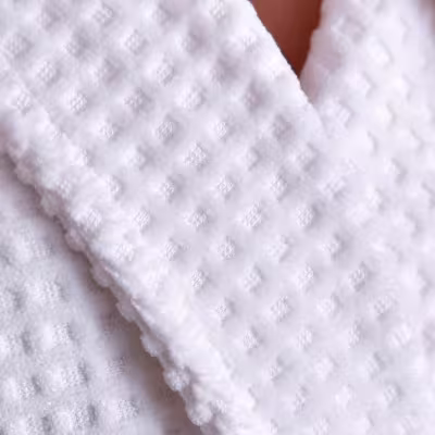 Bathrobe cotton jacquard waffle weave shawl collar 370 gsm