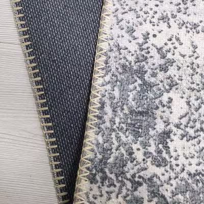 Chenille printed rug pile and back view