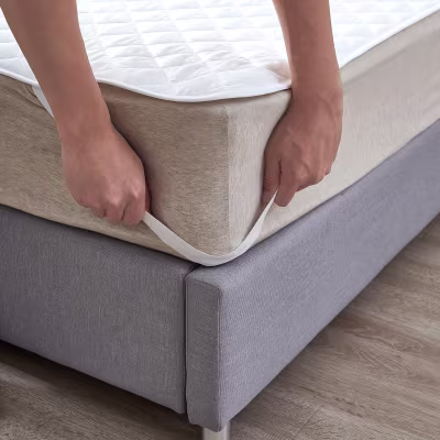 Mattress Protector microfiber vynil free waterproof Quilted cover pad elastic band straps 400 tc