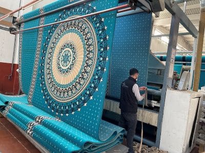Production of mosque carpet with medallion