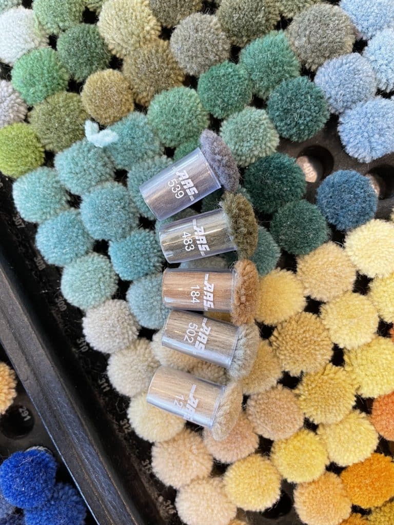 Axminster carpet yarn colors