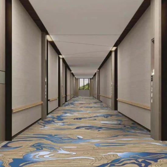 hotel corridor carpet blue abstract design