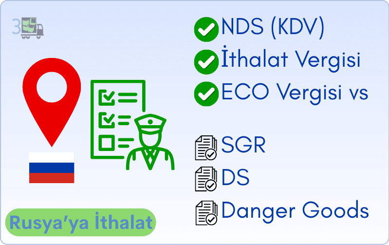 Rusya’ya ithalat süreci – KDV, ithalat vergisi, ECO vergisi ve gümrük belgeleri