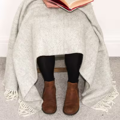 wool throw Herringbone grey